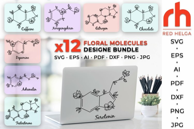 Floral Molecules SVG, Flower Chemical Structures Cut File