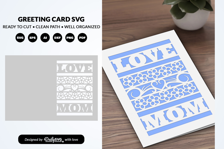 Mom Floral Mothers Day Greeting Card SVG