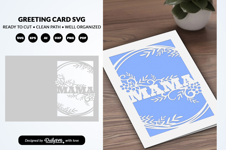 Mom Floral Mothers Day Greeting Card SVG