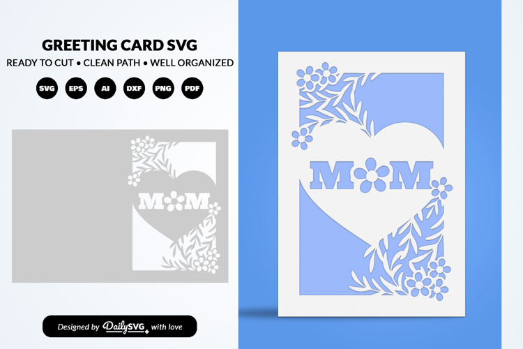 Mom Floral Mothers Day Greeting Card SVG