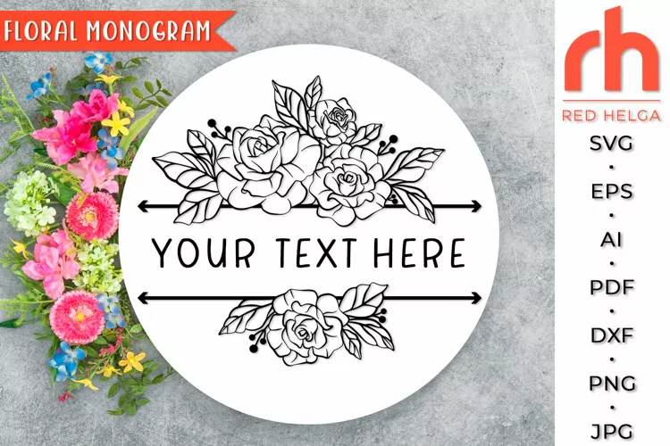 Floral Monogram SVG, Leaves Frame Cut File, Flower Border