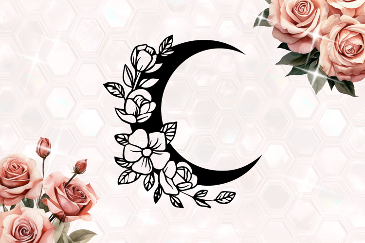 Floral Moon Blossoms SVG