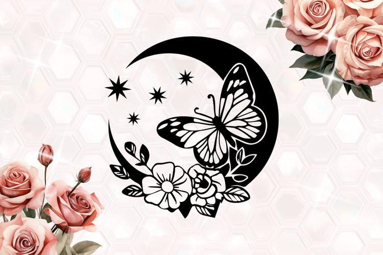 Floral Moon Butterfly Stars SVG