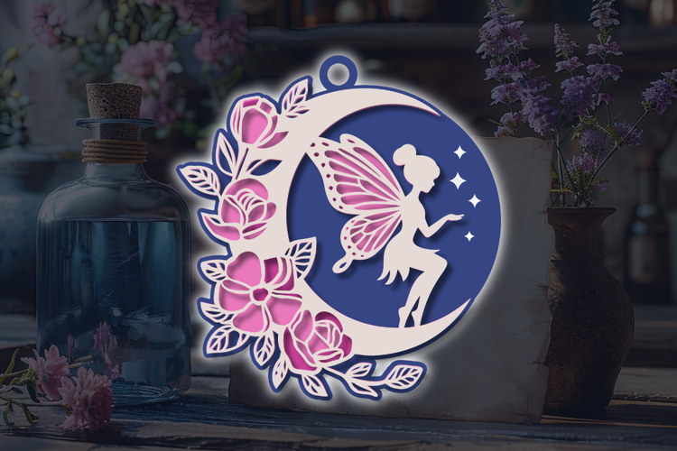 Floral Moon Fairy - 4 SVG layers