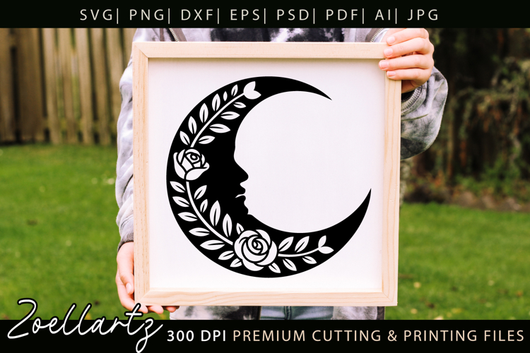 Floral Moon SVG for Cricut Celestial Moon Mandala Silhouette