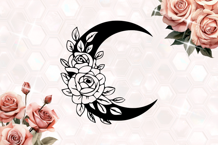 Floral Moon Roses SVG