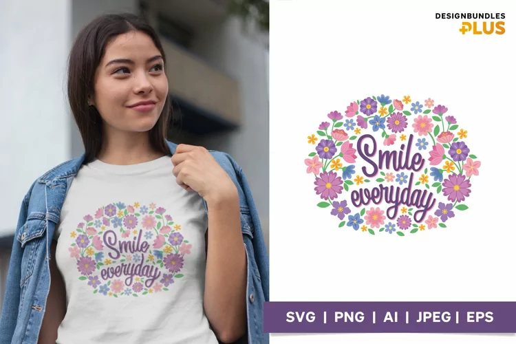 Smile Everyday Lettering Surrounded by Pretty Flowers