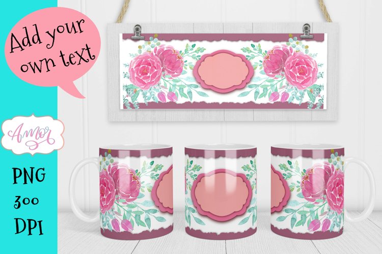 Floral sublimation template for custom mugs