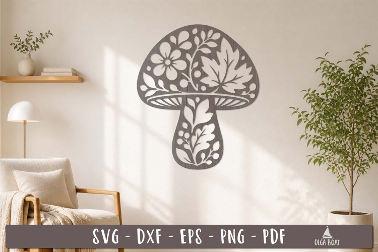 Floral Mushroom Autumn Wall Decor SVG Laser Cut design
