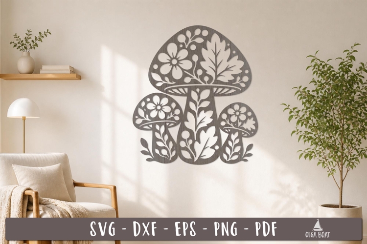 Floral Mushroom Wall Decor SVG Laser Cut design
