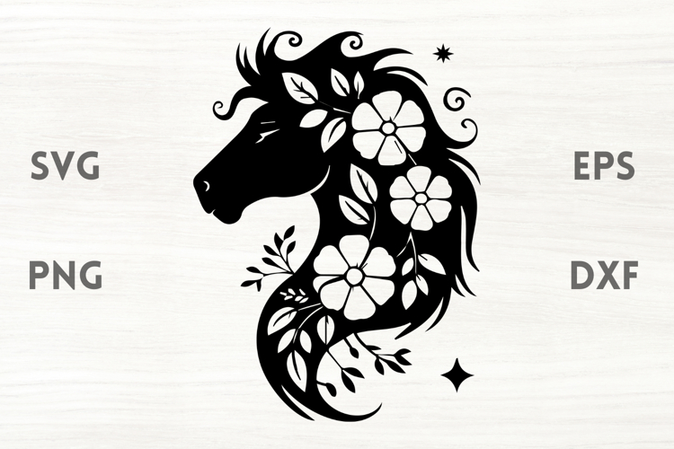 Floral horse SVG