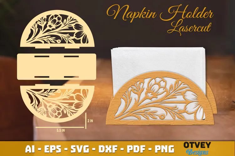 Floral Napkin Holder Lasercut