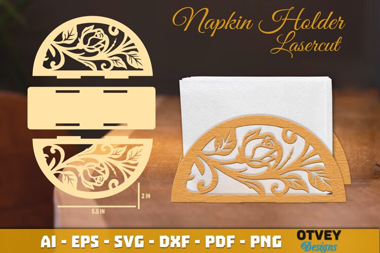 Floral Napkin Holder Lasercut example image 1