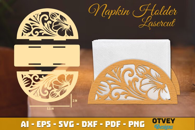 Floral Napkin Holder Lasercut example image 1