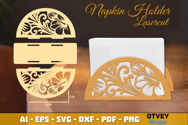 Floral Napkin Holder Lasercut