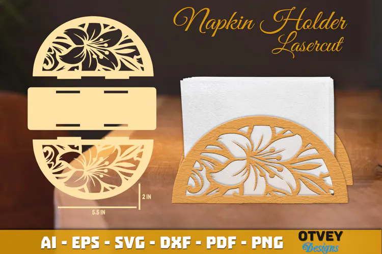 Floral Napkin Holder Lasercut