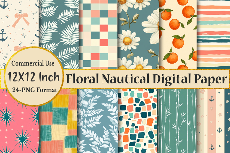 Floral Nautical Digital Paper