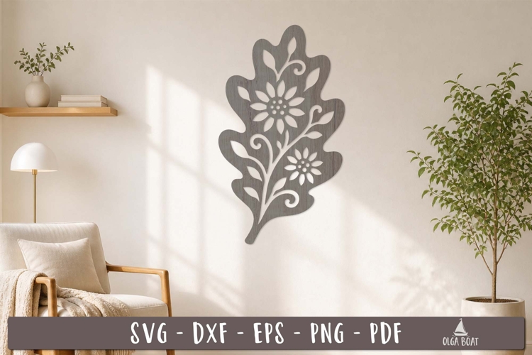 Floral Oak Wall Decor SVG Laser Cut design