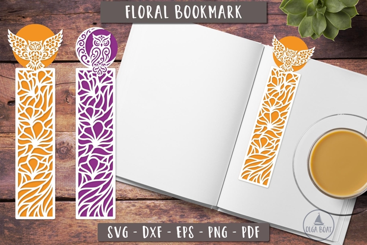 Floral Owl Bookmark SVG Layered bird design