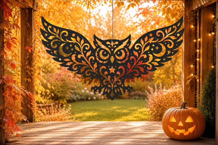 Floral Owl Halloween SVG Laser Cut Ornament