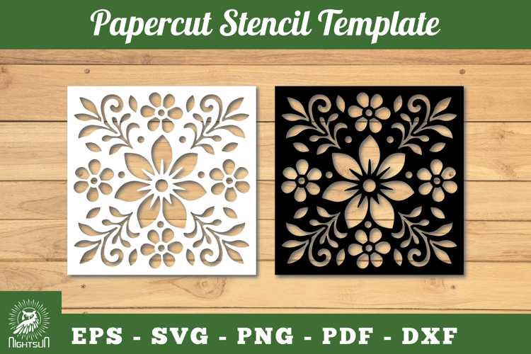 Floral Paper Cut Stencil SVG