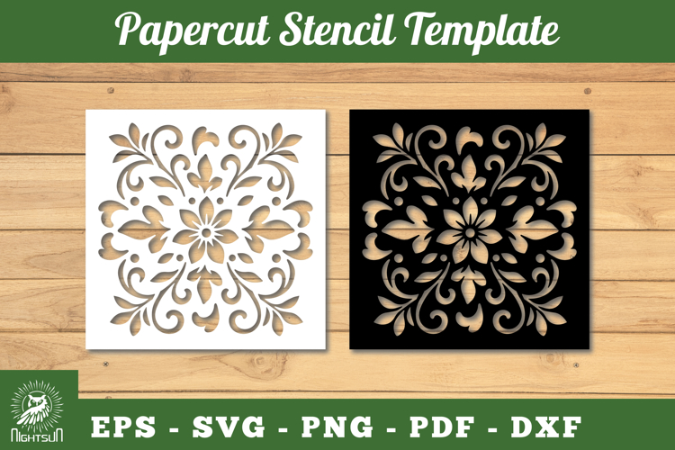 Floral Paper Cut Stencil SVG