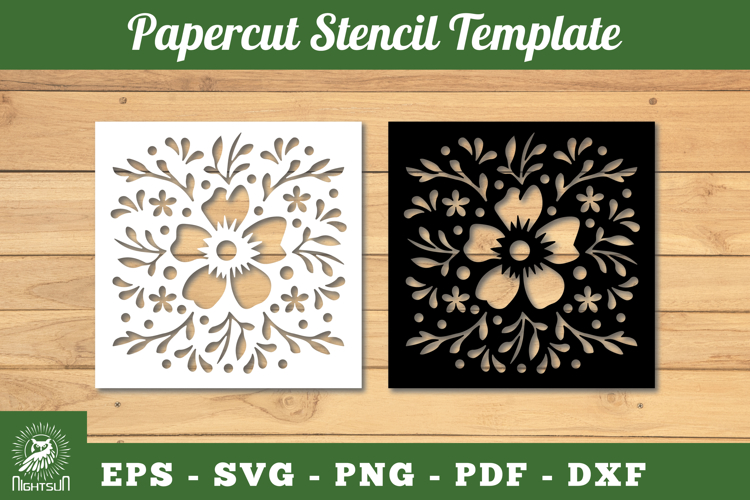 Floral Paper Cut Stencil SVG