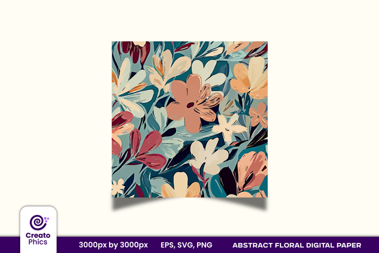 Abstract Floral Digital paper | brush stroke textured wrap