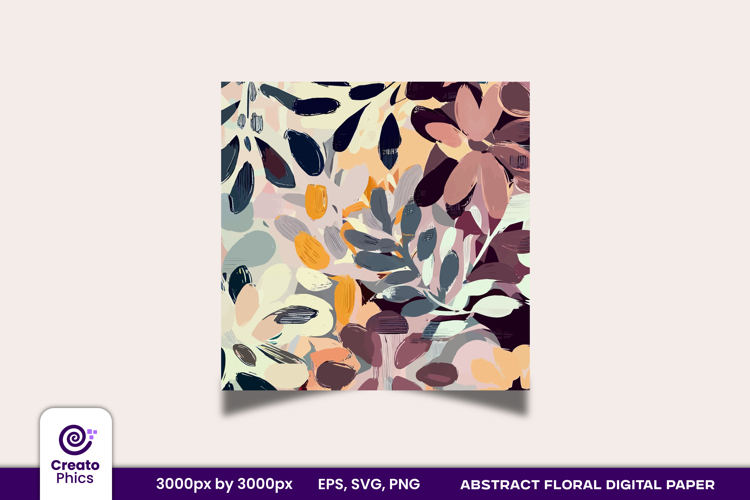 Abstract Floral Digital paper | brush stroke textured wrap