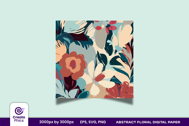 Abstract Floral Digital paper | brush stroke textured wrap