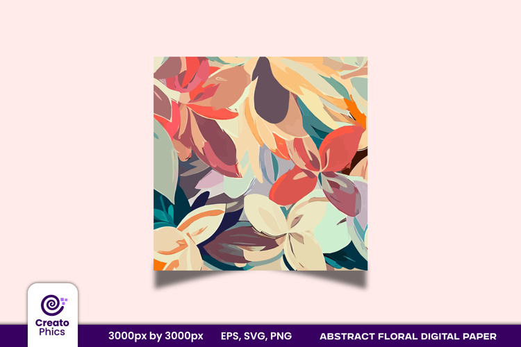 Abstract Floral Digital paper | brush stroke textured wrap