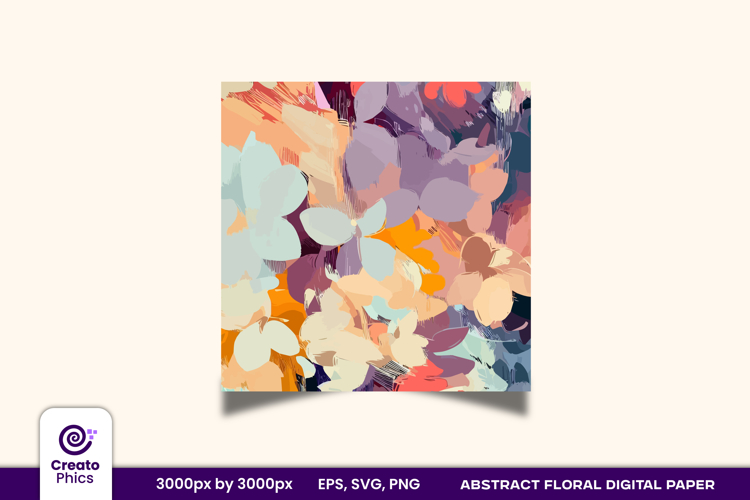 Abstract Floral Digital paper | brush stroke textured wrap