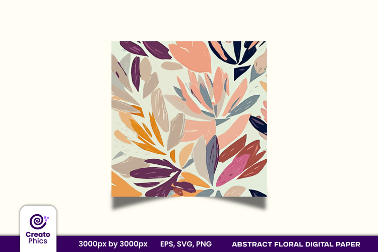 Abstract Floral Digital paper | brush stroke textured wrap