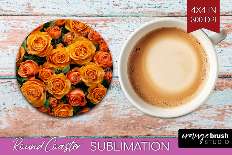 Pastel Floral Round Coaster - Flower Field Coaster PNG