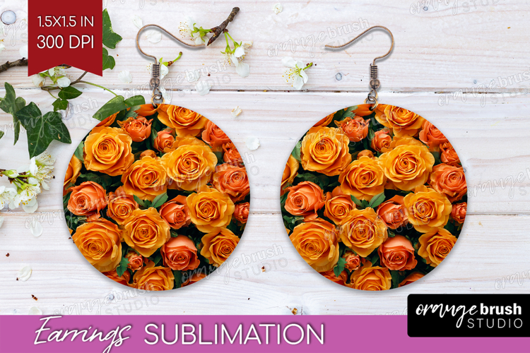 Pastel Floral Round Earrings - Flower Field PNG Sublimation