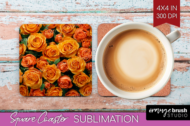 Pastel Floral Square Coaster - Flower Field Coaster PNG