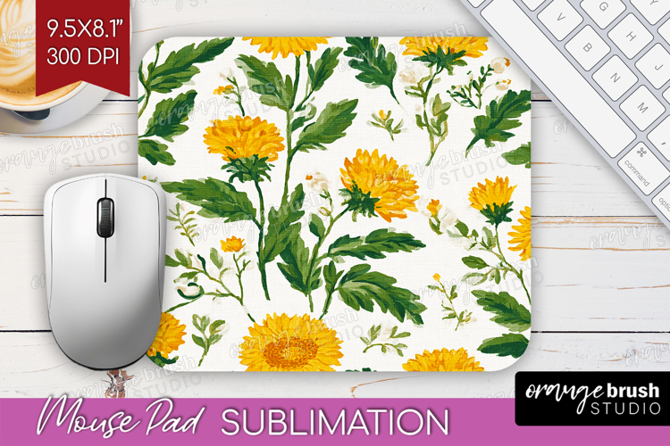 Floral Mouse Pad Sublimation - Spring Flowers Mousepad PNG