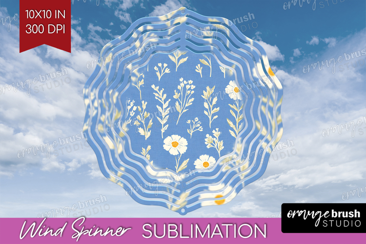 Floral Wind Spinner Sublimation PNG - Spring Flowers Round