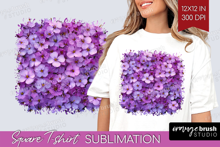 Pastel Floral Square Tshirt Background - Flower Field PNG