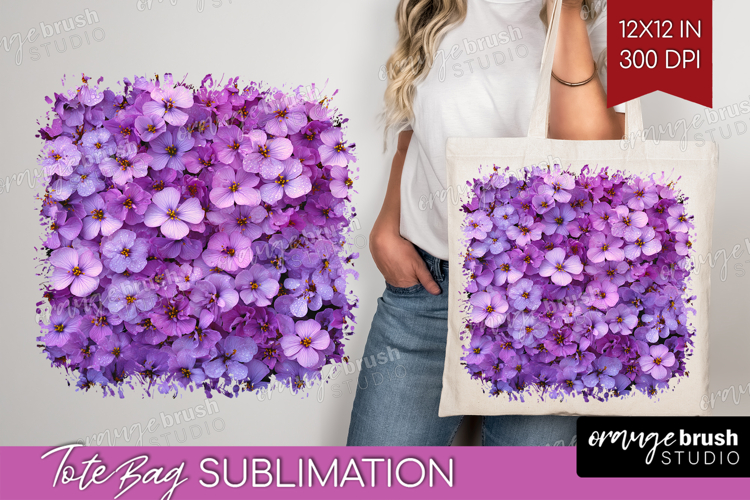 Pastel Floral Tote Bag - Flower Field Tote Bag PNG