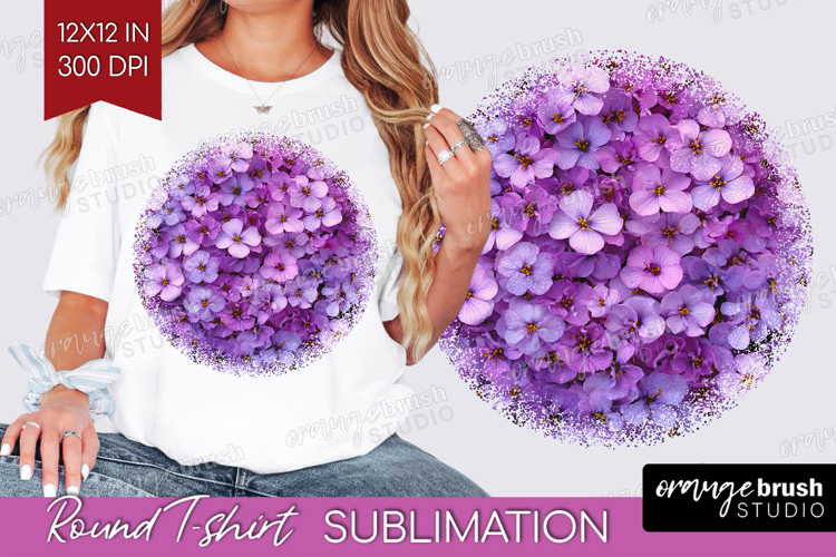 Pastel Floral Round Tshirt Background - Flower Field PNG