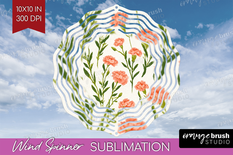 Floral Wind Spinner Sublimation PNG - Spring Flowers Round