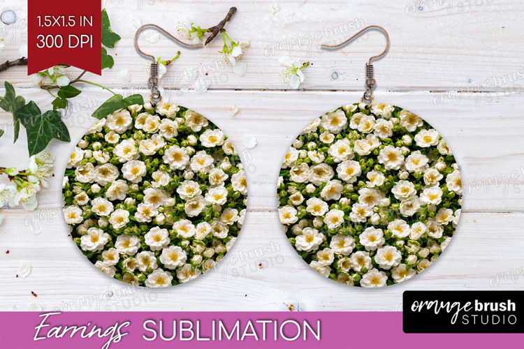 Pastel Floral Round Earrings - Flower Field PNG Sublimation