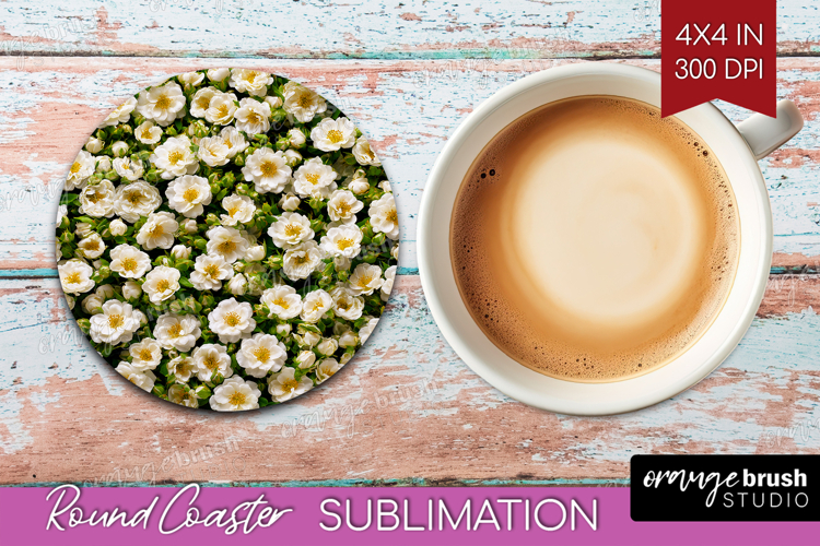 Pastel Floral Round Coaster - Flower Field Coaster PNG