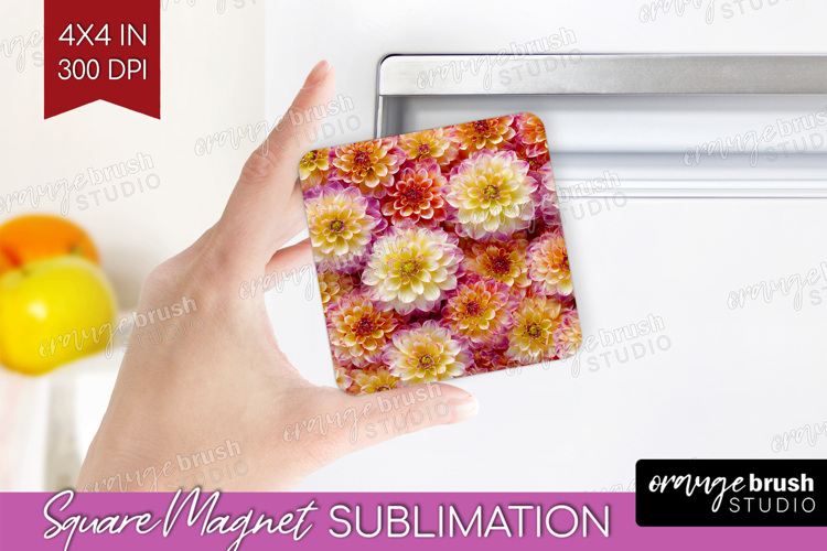Pastel Floral Magnet Sublimation - Flower Field Square PNG