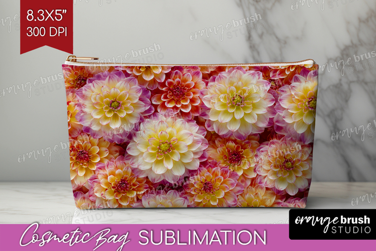 Pastel Floral Cosmetic Bag - Flower Field Makeup Bag PNG