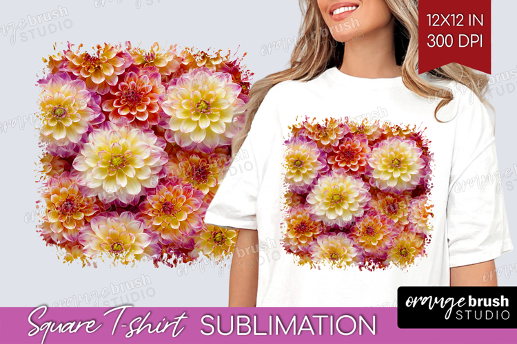 Pastel Floral Square Tshirt Background - Flower Field PNG