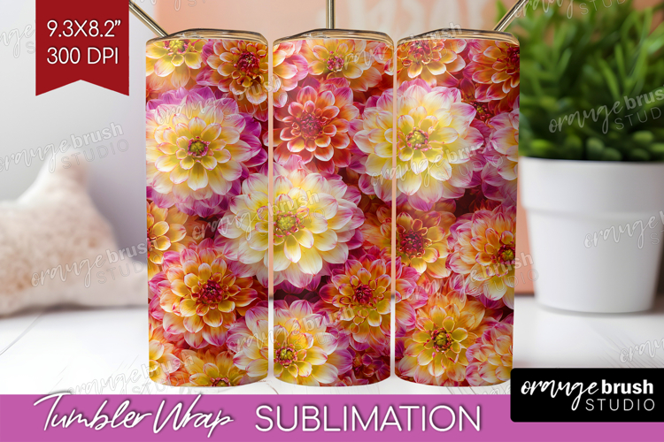Pastel Floral Tumbler Wrap - Flower Field Tumbler PNG