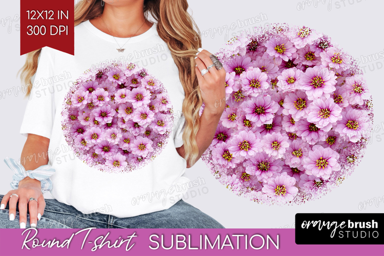 Pastel Floral Round Tshirt Background - Flower Field PNG