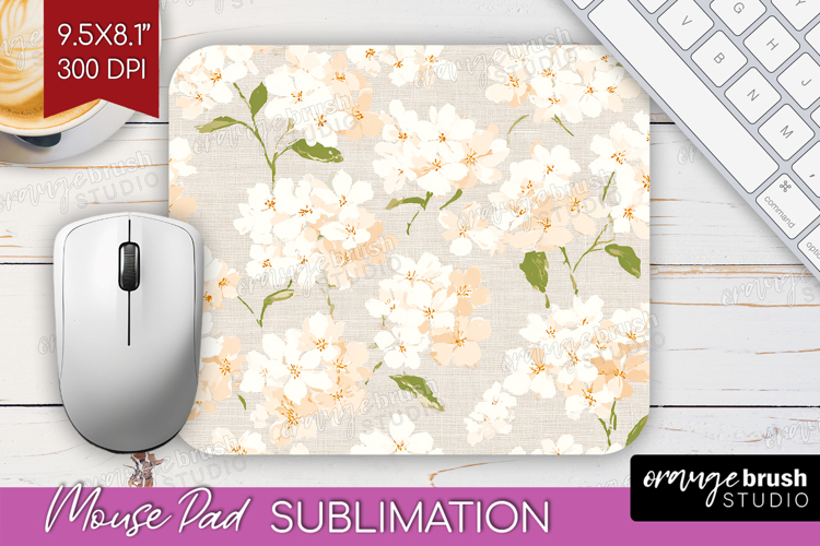 Floral Mouse Pad Sublimation - Spring Flowers Mousepad PNG